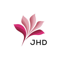 Fototapeta premium Modern Pink Leaf Logo Vector, JHD Later Logo, Gradient Petal Logo Concept, Creative Minimal Nature Logo,JHD floral, abstract, JHD logo, leaf, petal, JHD pink, gradient, JHD design, icon, vector, JH