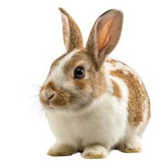 Obraz premium A cute bunny with brown and white fur on a transparent background