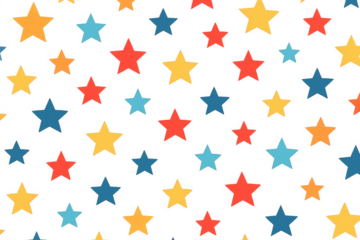 Colorful star pattern seamless background with transparent design, children party decoration or carnival theme