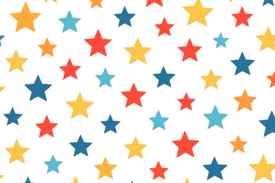 Colorful star pattern seamless background with transparent design, children party decoration or carnival theme
