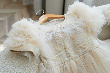 Children's tulle dress in light colors. Refinement and lightness,