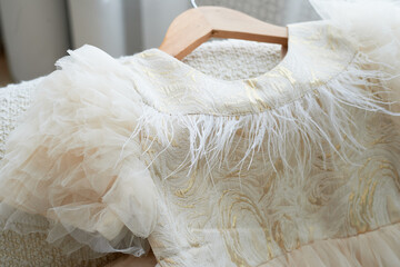 Children's tulle dress in light colors. Refinement and lightness,