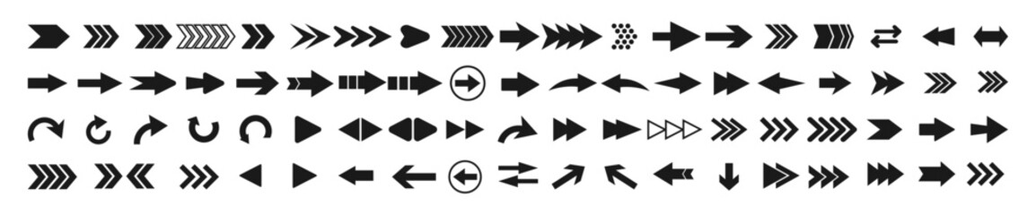 Collection of arrow icon. Black arrows directional arrow vector. Modern simple arrow symbols in flat style. Simple arrow set on white background. Vector illustration.