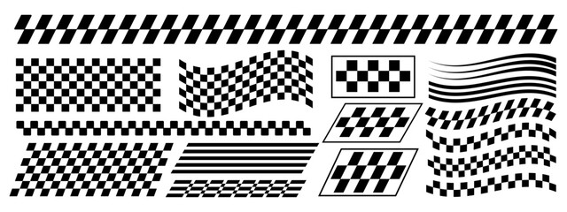 Racing stripe vector set, race car vector, Racing Stripes and checkered flag designs, racing stripe speed, decal patterns, dynamic lines, competition, automotive graphics.