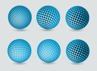 A collection of reflective round vector buttons that resemble spheres or globes, perfect for a technology business design illustration or a vibrant disco light pattern