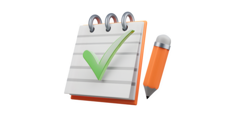 Hd transparent image of checklist with green tick mark and pencil