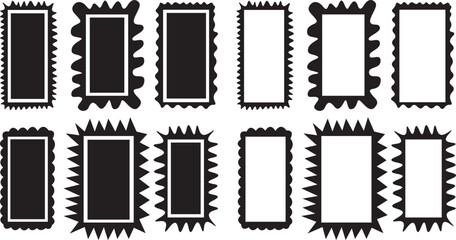 Squiggle frames set. zigzag wavy design. photo frames, text boxes, curvy borders vector illustration