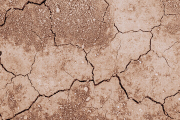Cracked dry earth surface caused by drought and heat