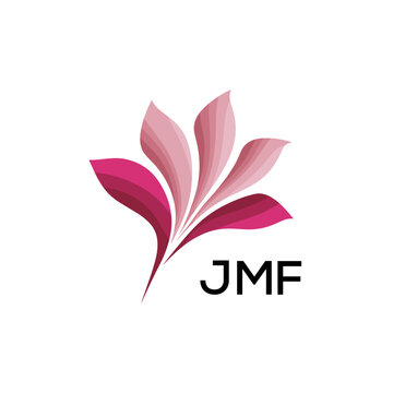Modern Pink Leaf Logo Vector, JMF Later Logo, Gradient Petal Logo Concept, Creative Minimal Nature Logo, 
