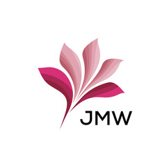Modern Pink Leaf Logo Vector, JMW Later Logo, Gradient Petal Logo Concept, Creative Minimal Nature Logo, 
