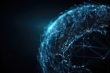 Illuminated digital network overlaid on Earth, showing connectivity and data flow