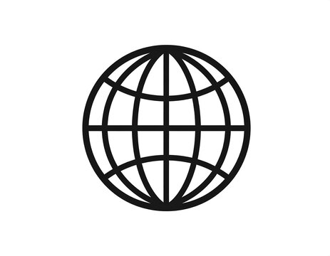 Minimalist Outline Globe Grid Sphere Icon Design Element Illustration