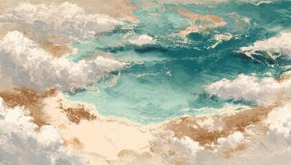 Abstract view of ethereal clouds and an azure expanse. Atmospheric, impressionistic artwork