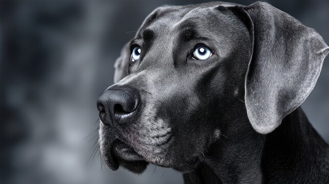 Elegant Weimaraner Dog Portrait with Striking Blue Eyes and Gray Fur