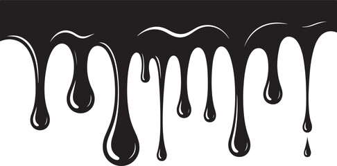 Abstract Black Ink Drips High-Contrast Graphic Illustration