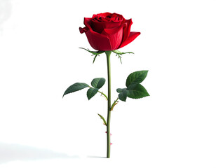 Fototapeta premium Isolated Detailed Close Up Red Rose Flower Floral Plant Blossom