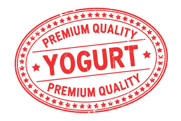 Red oval stamp featuring the word yogurt and premium quality