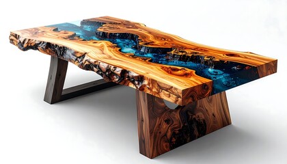 Resin-infused wooden coffee table