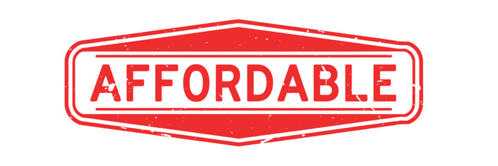 Red hexagonal stamp with the word affordable
