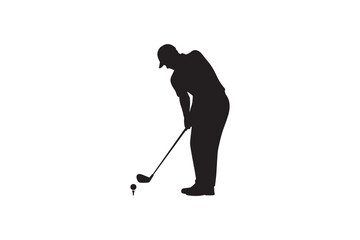 Obraz premium Golfer Swing Silhouette Vector Design Golf Player Hitting Ball Silhouette