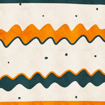 Abstract geometric pattern with wavy orange accents