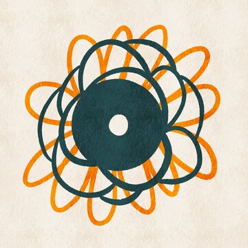 Abstract geometric pattern with loops and circles