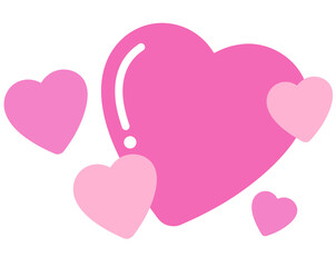 Illustration of two pink hearts for Valentine's card, love sign, symbol, stickers, tattoo, wedding card decorations, print, cute patch, pin, brooch, February element, women empowerment, girly stuff