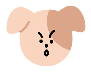 Cute illustration of puppy shocking expression for cartoon characters, comic, pet shop, vet, emoji, mood, emotion, emotion, feeling, adopt and rescue animal, sticker, icon, dog face shape, foster home