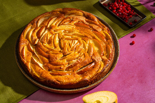Delicious homemade apple pie from a captivating top view