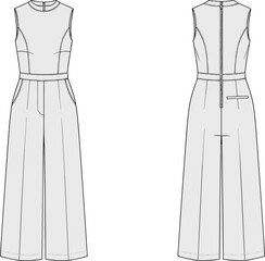 jumpsuit fashion apparel garment clothing outfit textile fabric illustration vector template design sketch pattern style art flat drawing technical modern zipper