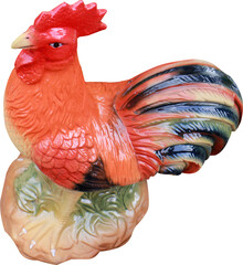 rooster miniature statue on transparent background