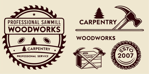 Professional carpentry service logo design for woodworking and construction