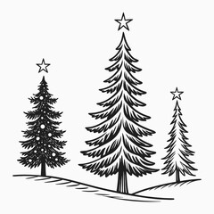 Obraz premium Set of Christmas trees vector illustration for winter holiday decoration