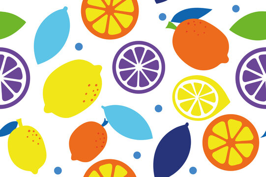 Colorful Citrus Fruit Pattern With Lemons, Oranges, and Limes