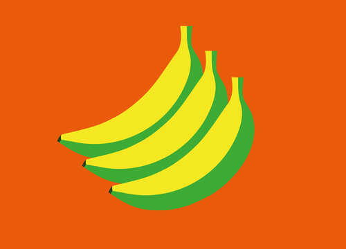 Vibrant yellow bananas with orange backdrop design