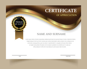 Elegant Certificate of Appreciation: A beautifully designed certificate of appreciation, adorned with golden embellishments, symbolizes achievement and honor, perfect for recognizing excellence.