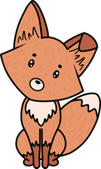 Line art cute fox character