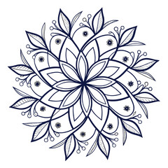 Fototapeta premium Intricate circular floral mandala design featuring delicate petal patterns and geometric symmetry perfect for decorative and artistic applications