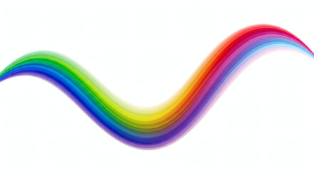 A wavy rainbow colored stripe against a plain white background view