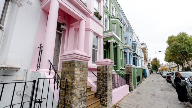 Colorful houses on Lancaster Road in Notting Hill