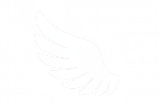 Angel wing silhouette creating a symbol of freedom, spirituality, and divine protection on a transparent background - Powered by Adobe