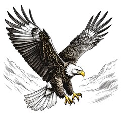Powerful eagle in flight