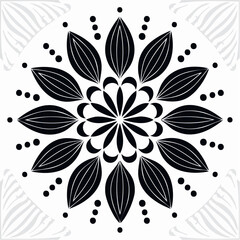 Elegant Black and White Floral Mandala Design.