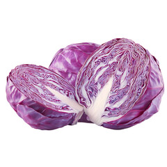 Fototapeta premium Vibrant halved red cabbage reveals crisp texture and rich purple hue, perfect for healthy eating and culinary inspiration