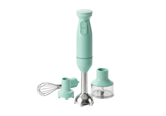 Isolated immersion blender, hand mixer and accessories for mixing food ingredients