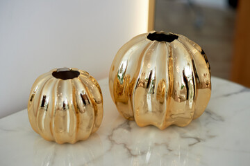 Gold decorative decorations for the interior. Accents on surfaces,