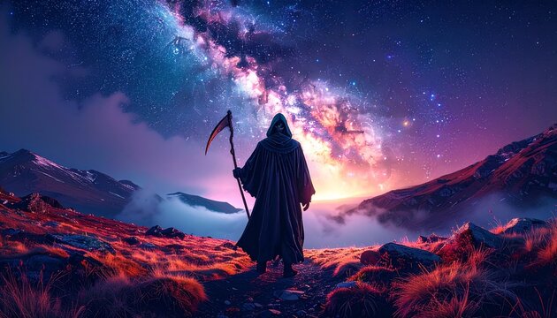 death personified with a chilling scythe - Powered by Adobe