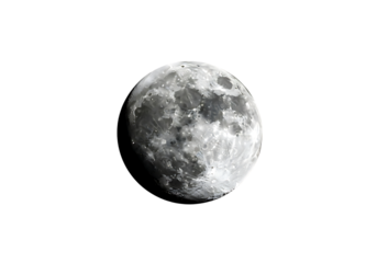 Detailed view of the moon s surface showing craters and texture isolated on transparent background