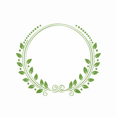 Elegant Green Leaf Wreath Frame Design.