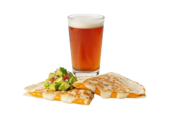 Quesadilla and Beer: Mexican Cuisine on White